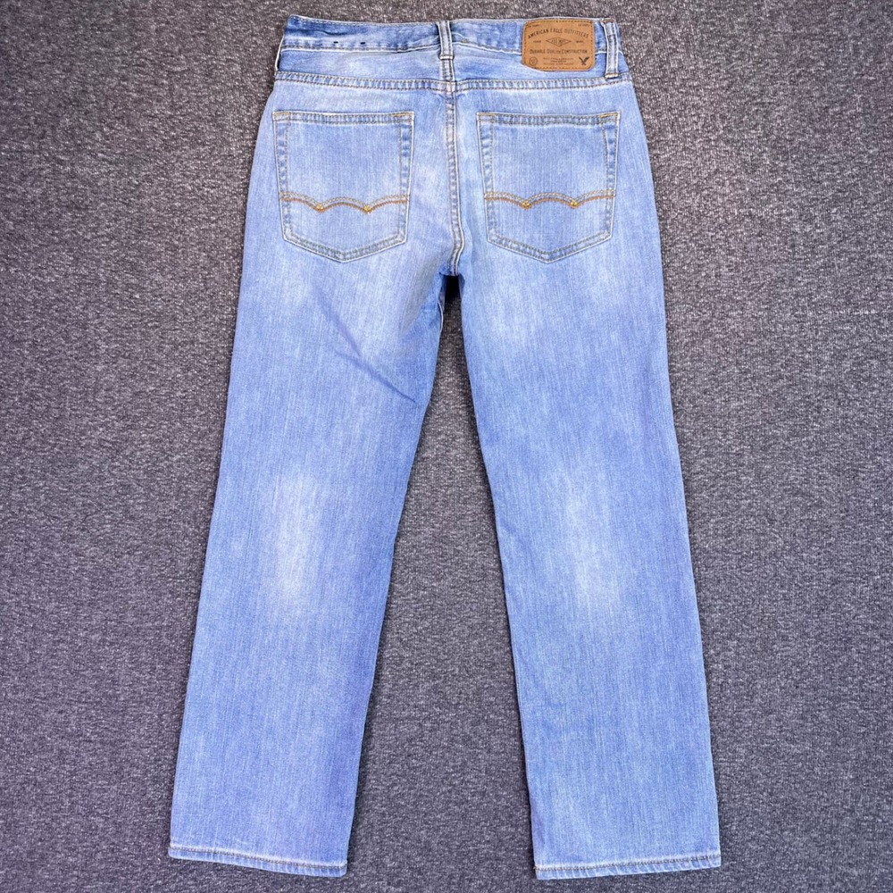 American Eagle Jeans Mens 28x26 Light Blue Straight Core Flex Classic Casual Y2K - Picture 8 of 14